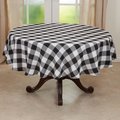 Saro Lifestyle SARO 5026.BK70R 70 in. Round Black Buffalo Plaid Tablecloth 5026.BK70R